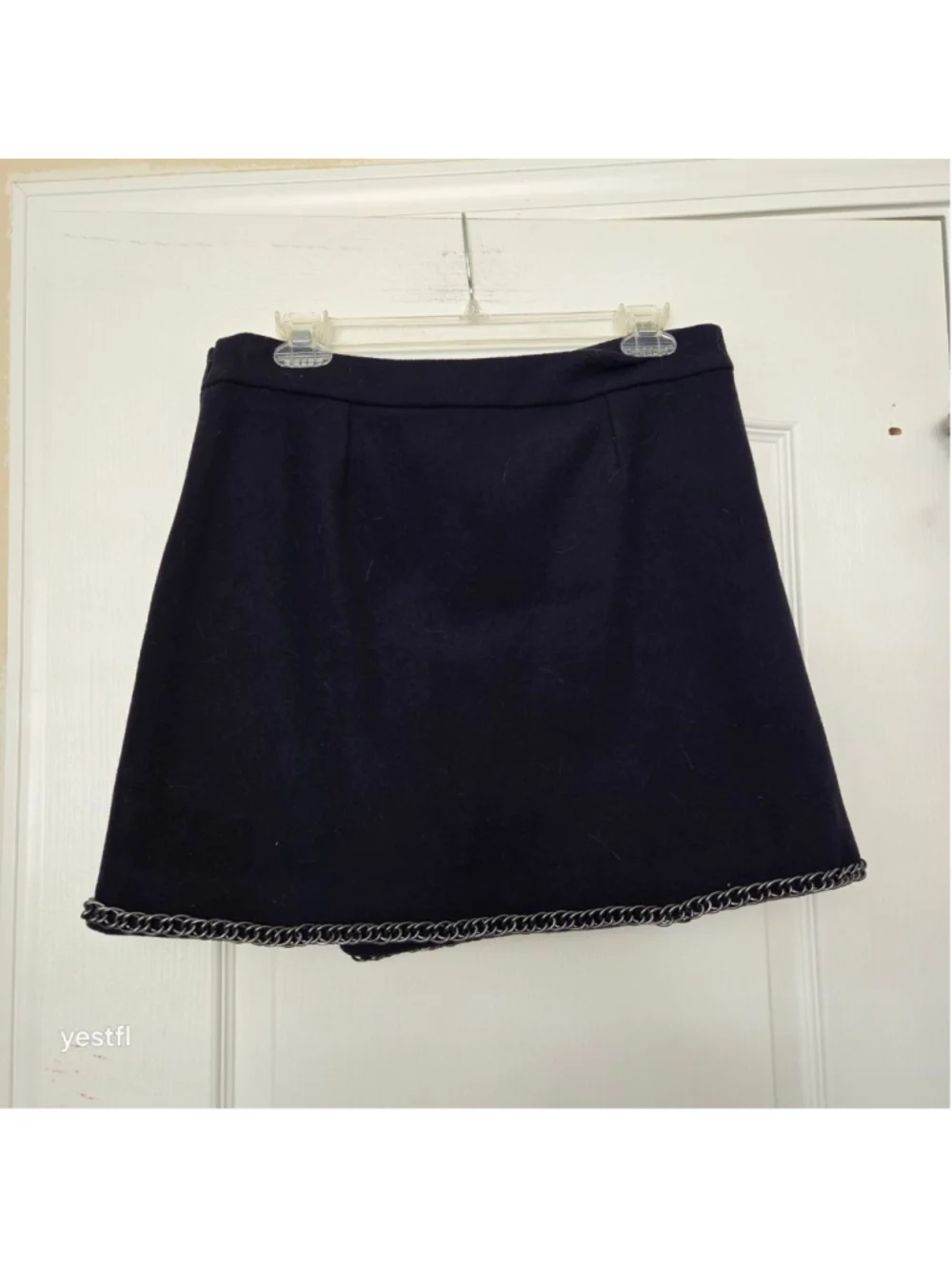 Nwt Tory Burch Brenda Navy Chain Trim Wrap Mini Skirt Size 8